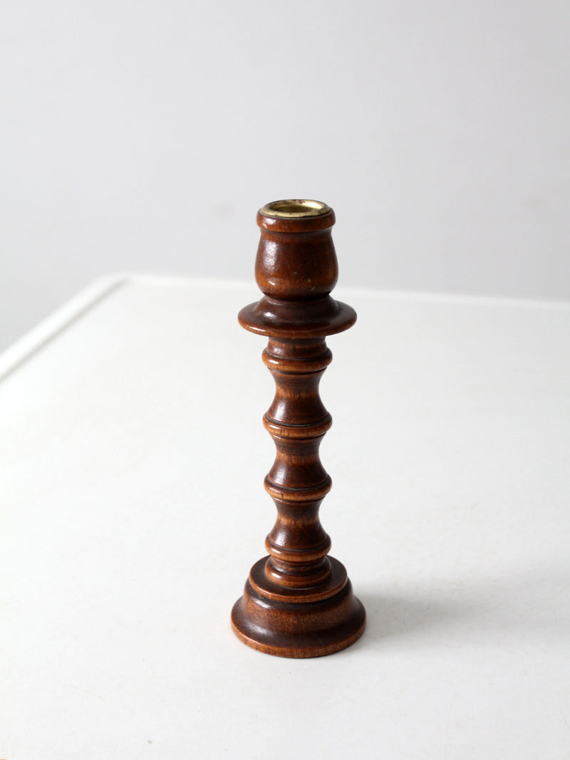vintage turned wood candlestick holder