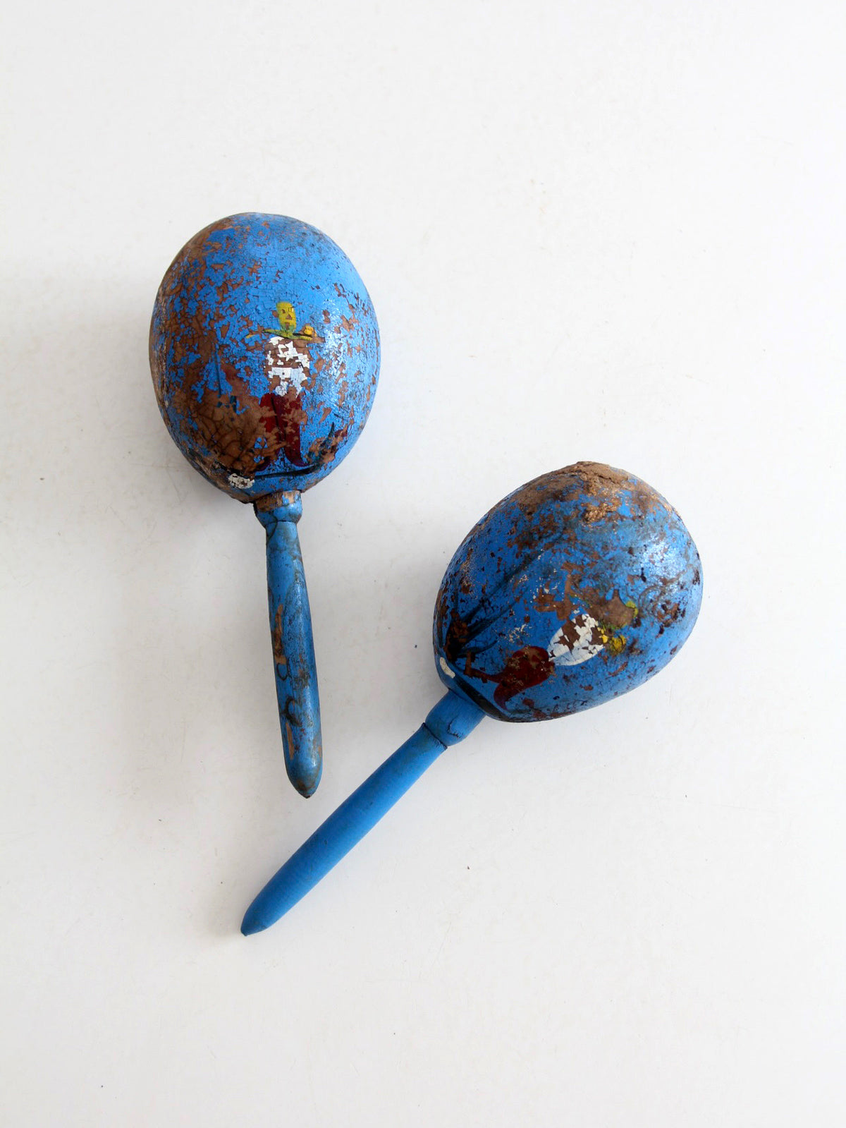 vintage Mexican hand-painted folk art maracas