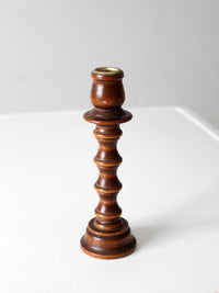 vintage turned wood candlestick holder