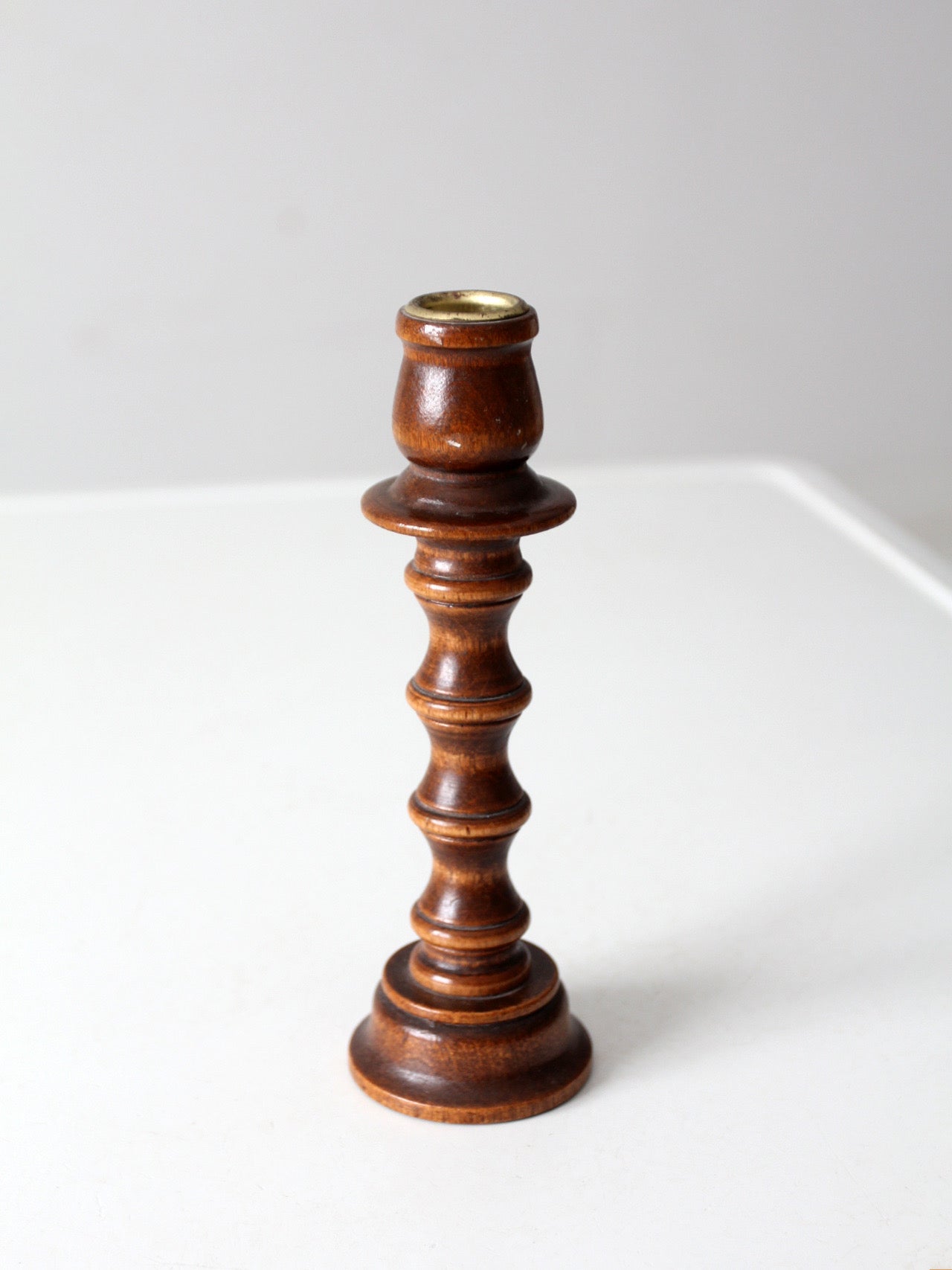 vintage turned wood candlestick holder