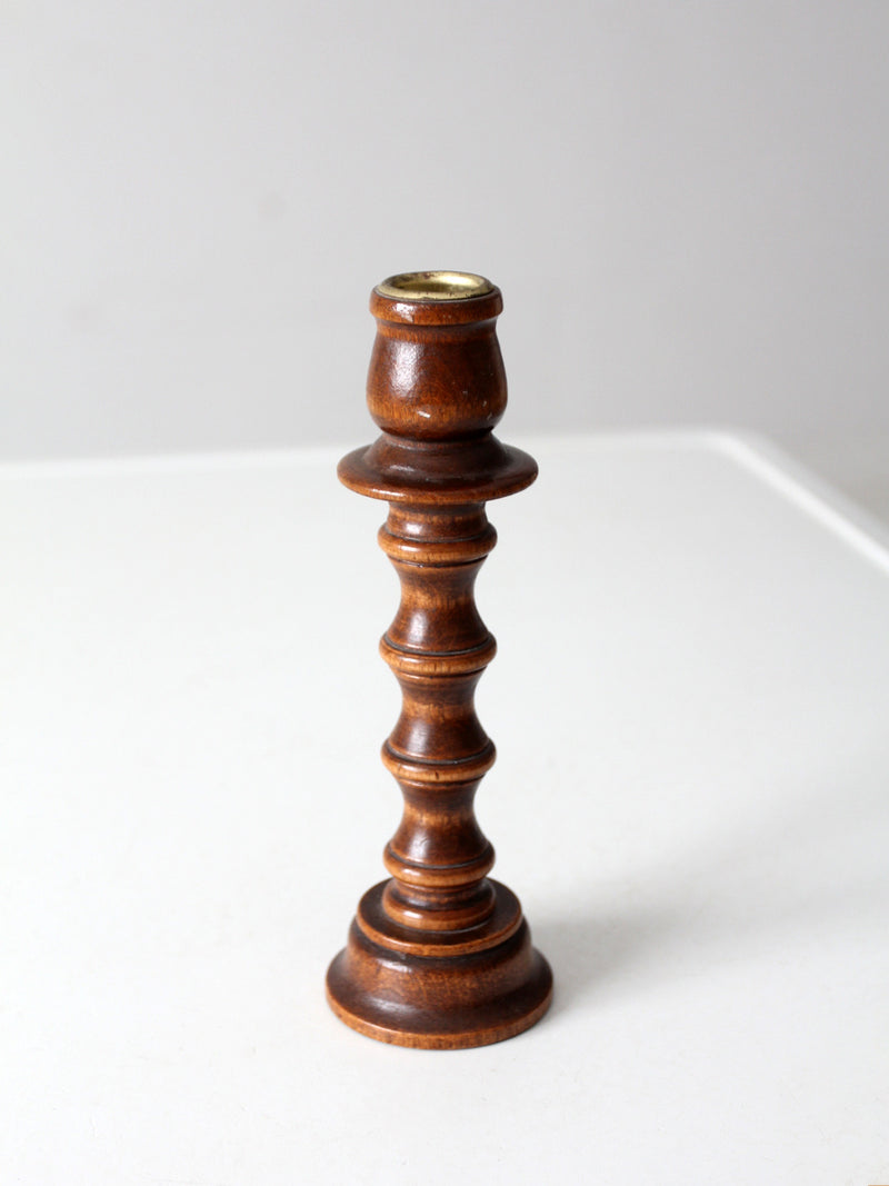 vintage turned wood candlestick holder