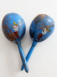 vintage Mexican hand-painted folk art maracas