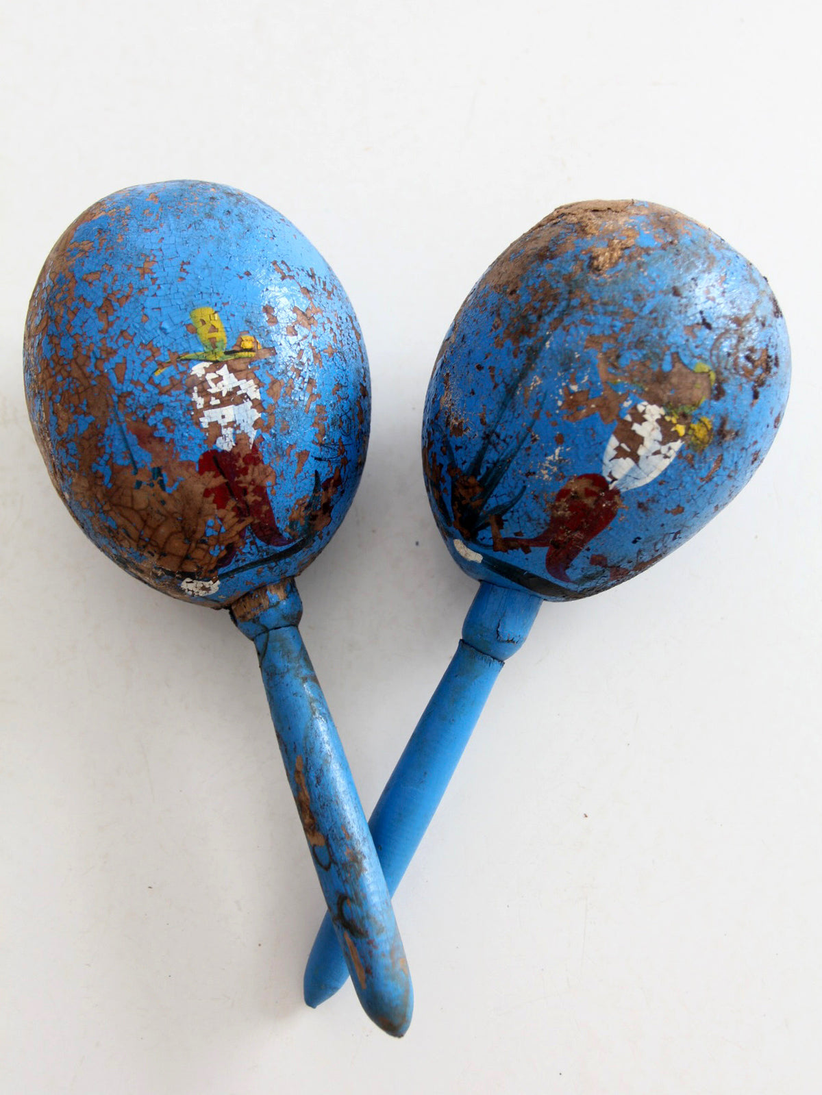 vintage Mexican hand-painted folk art maracas