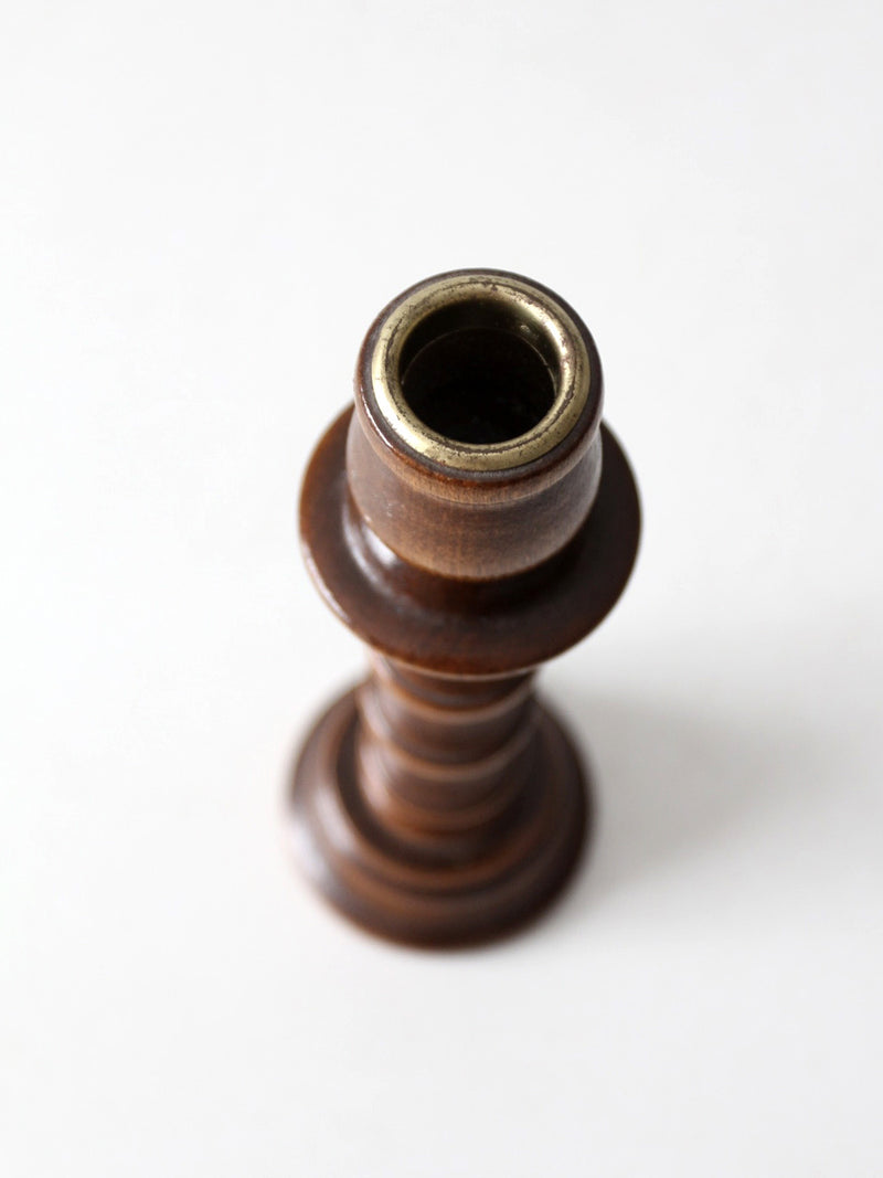 vintage turned wood candlestick holder