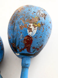 vintage Mexican hand-painted folk art maracas