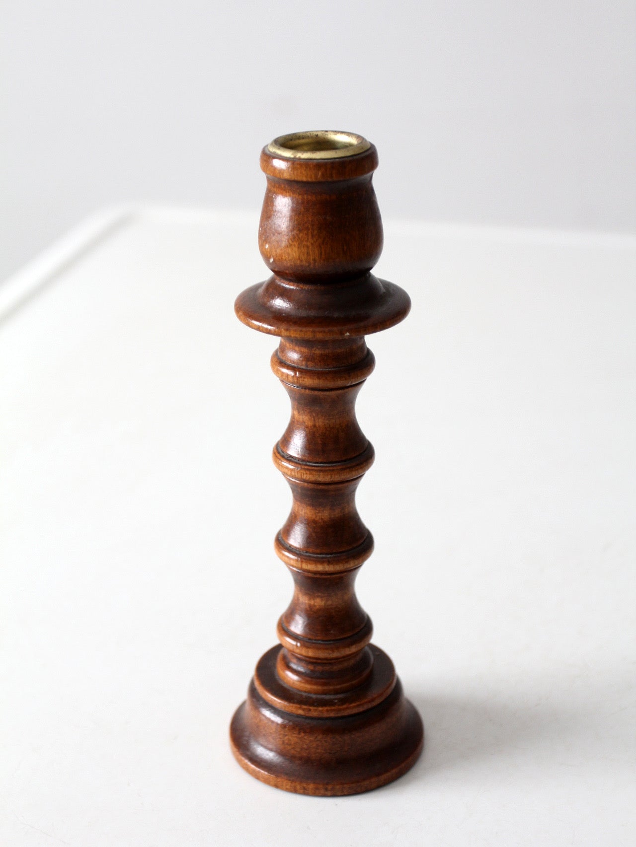 vintage turned wood candlestick holder