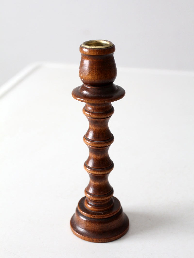 vintage turned wood candlestick holder