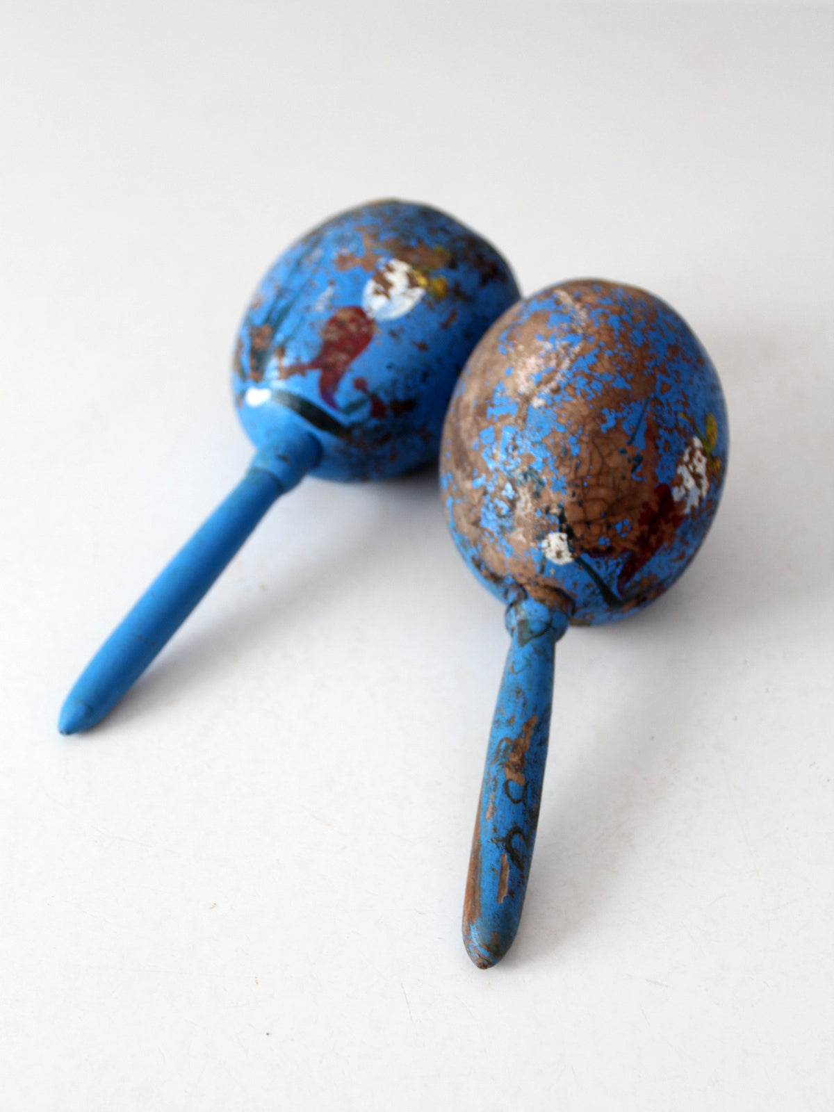 vintage Mexican hand-painted folk art maracas