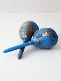 vintage Mexican hand-painted folk art maracas