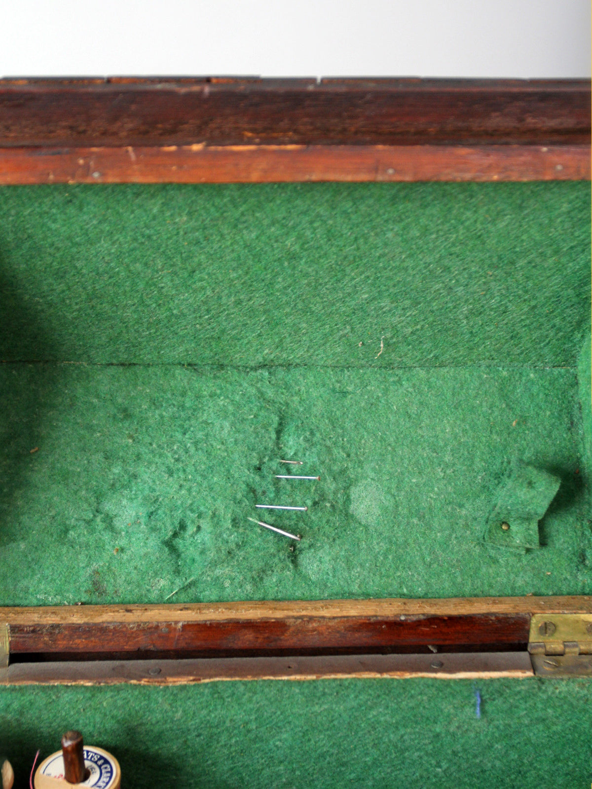 antique folk art log cabin sewing box
