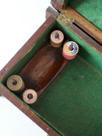 antique folk art log cabin sewing box
