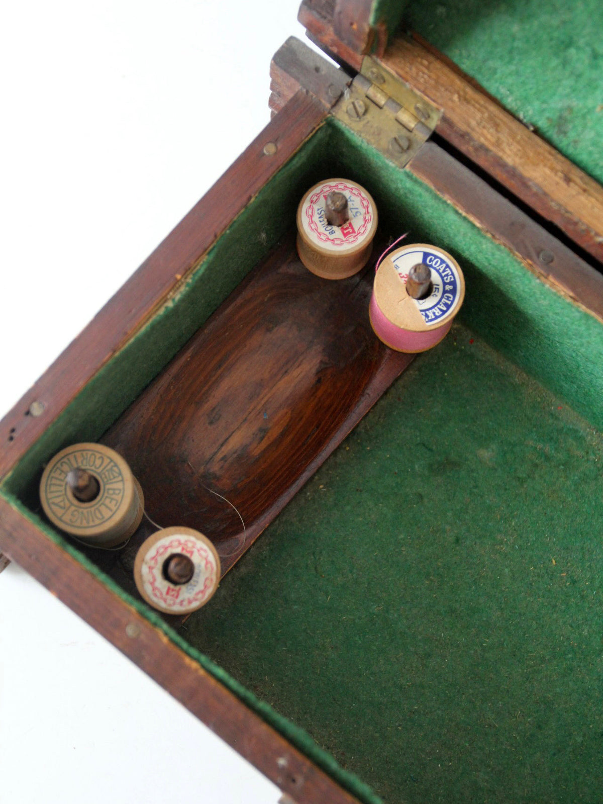 antique folk art log cabin sewing box