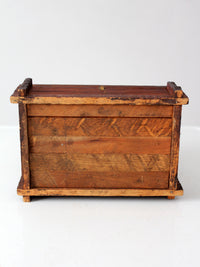 antique folk art log cabin sewing box