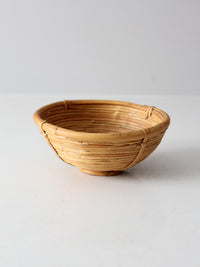 vintage coiled rattan bowl