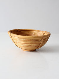 vintage coiled rattan bowl
