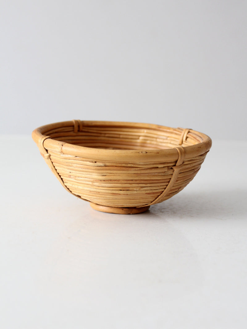 vintage coiled rattan bowl