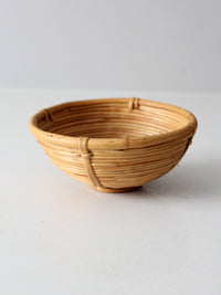 vintage coiled rattan bowl