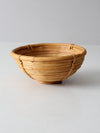 vintage coiled rattan bowl