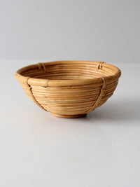 vintage coiled rattan bowl