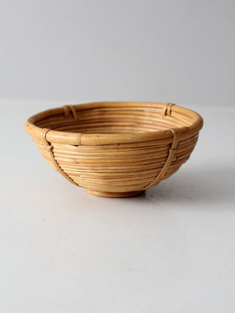 vintage coiled rattan bowl
