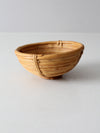 vintage coiled rattan bowl