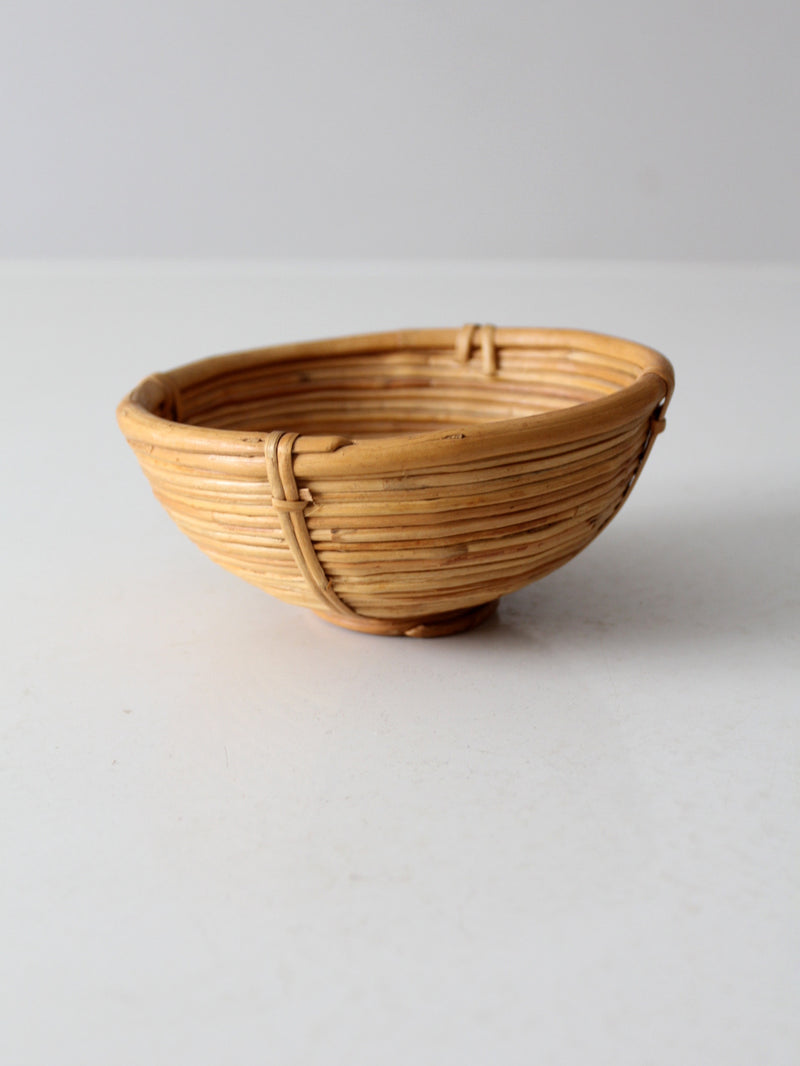 vintage coiled rattan bowl