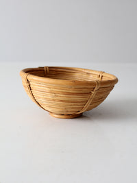 vintage coiled rattan bowl