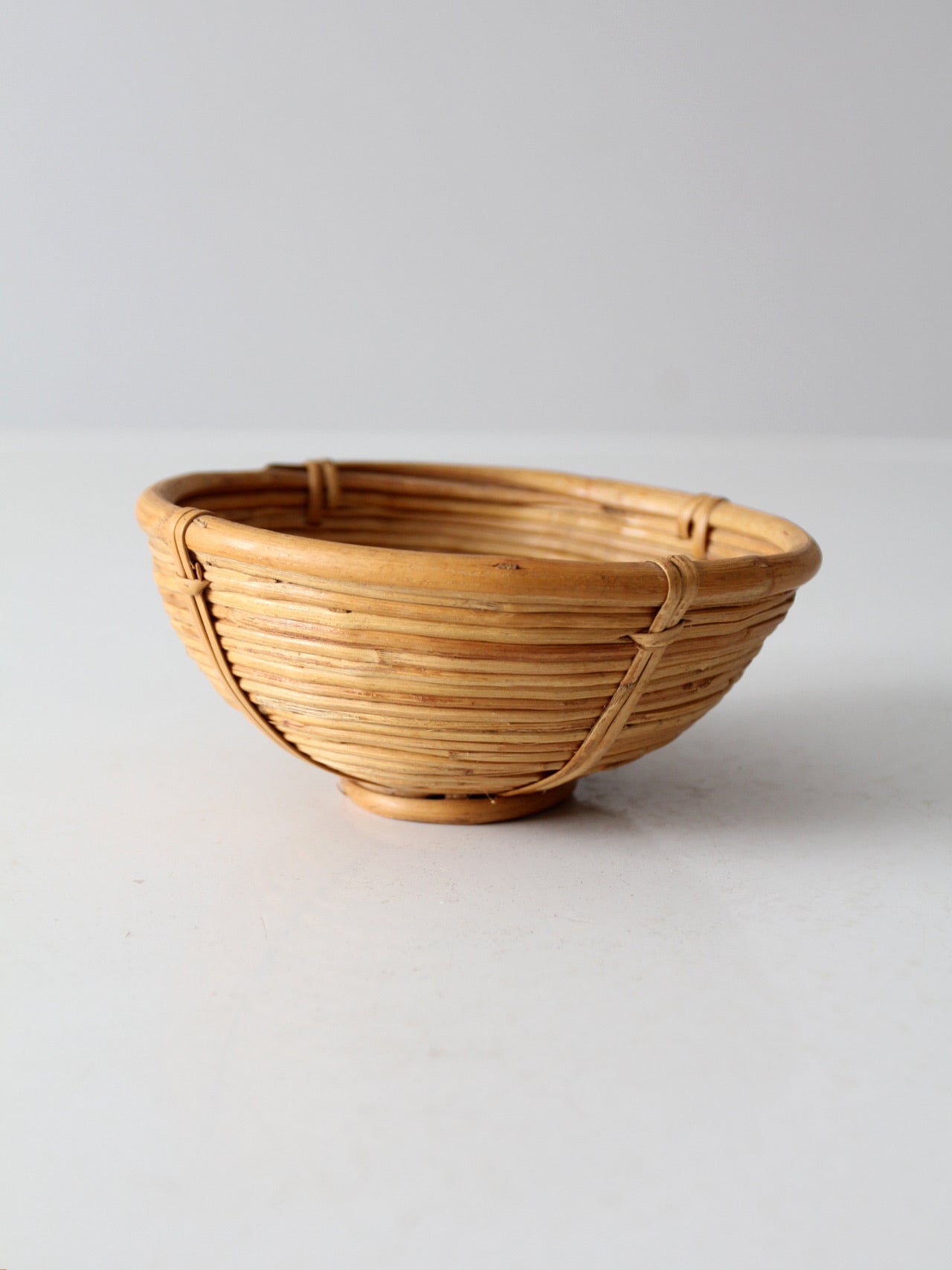 vintage coiled rattan bowl