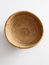 vintage coiled rattan bowl