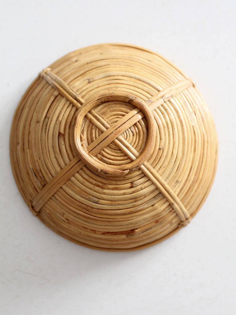 vintage coiled rattan bowl