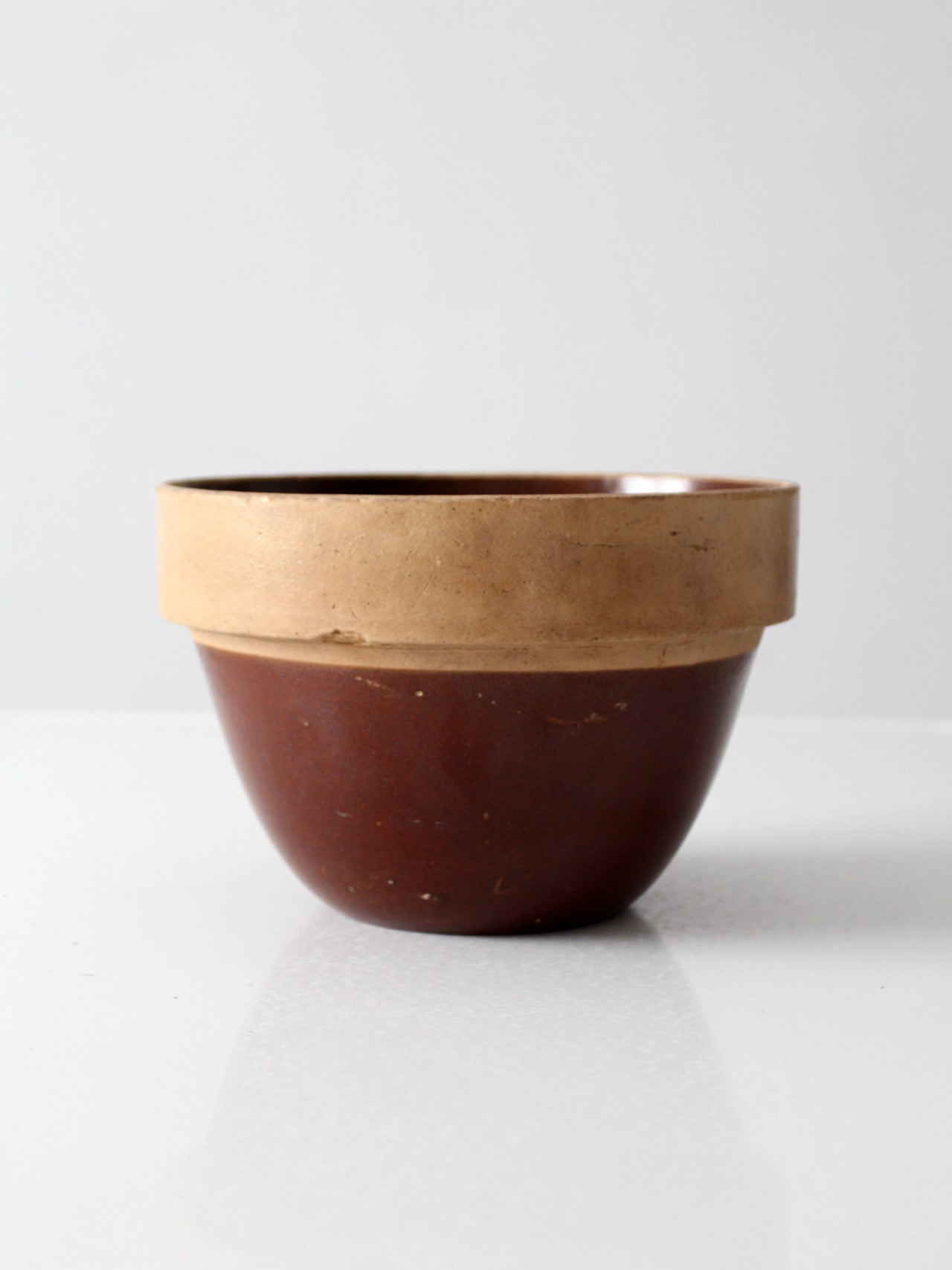antique American stoneware mixing bowl
