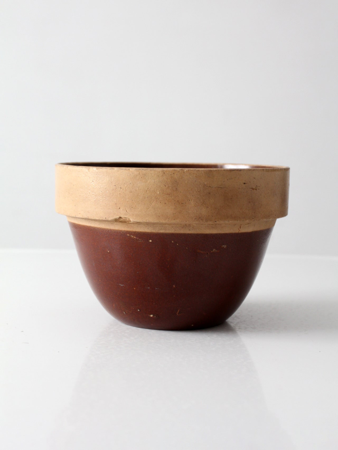 antique American stoneware mixing bowl