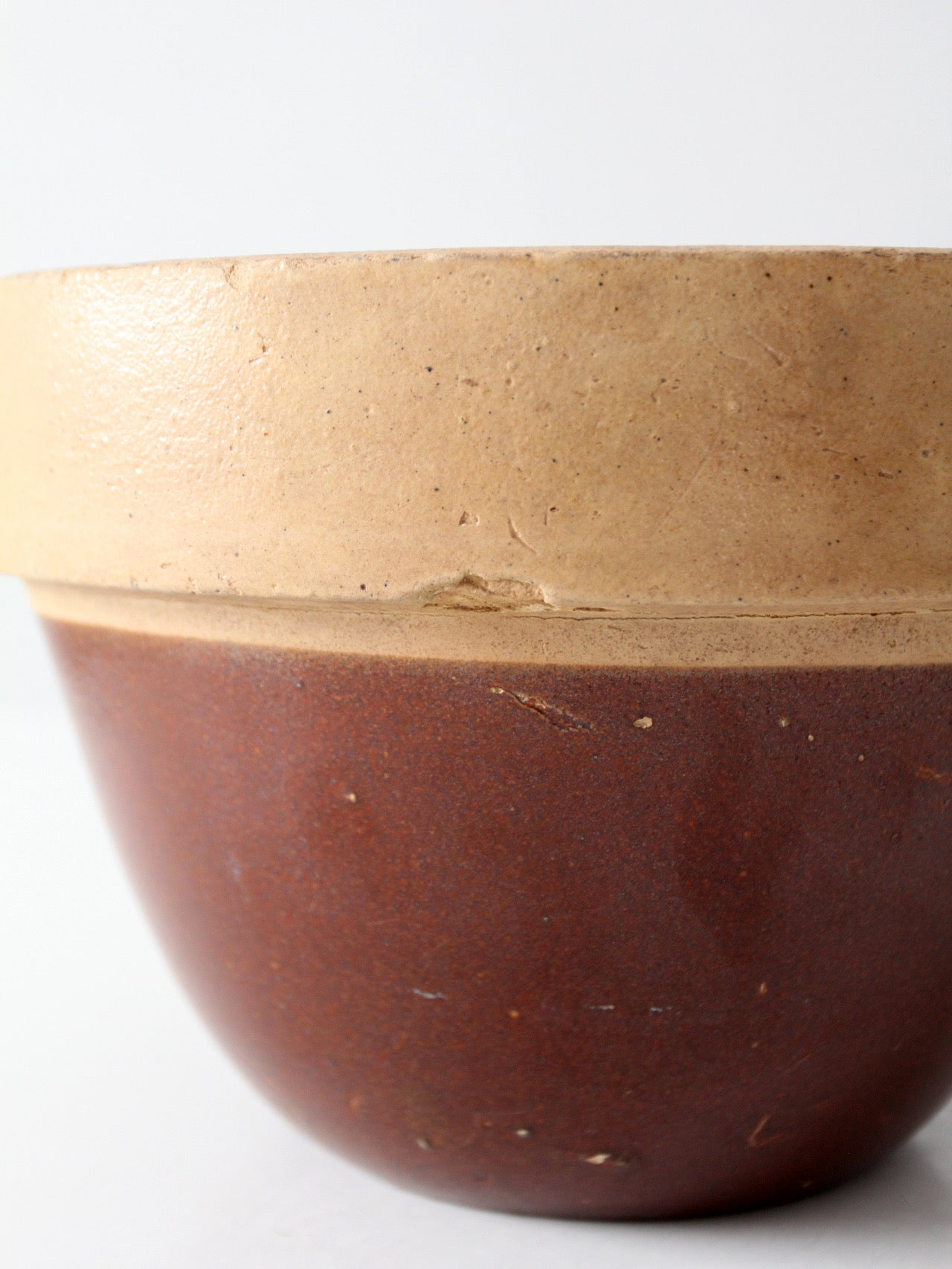 antique American stoneware mixing bowl