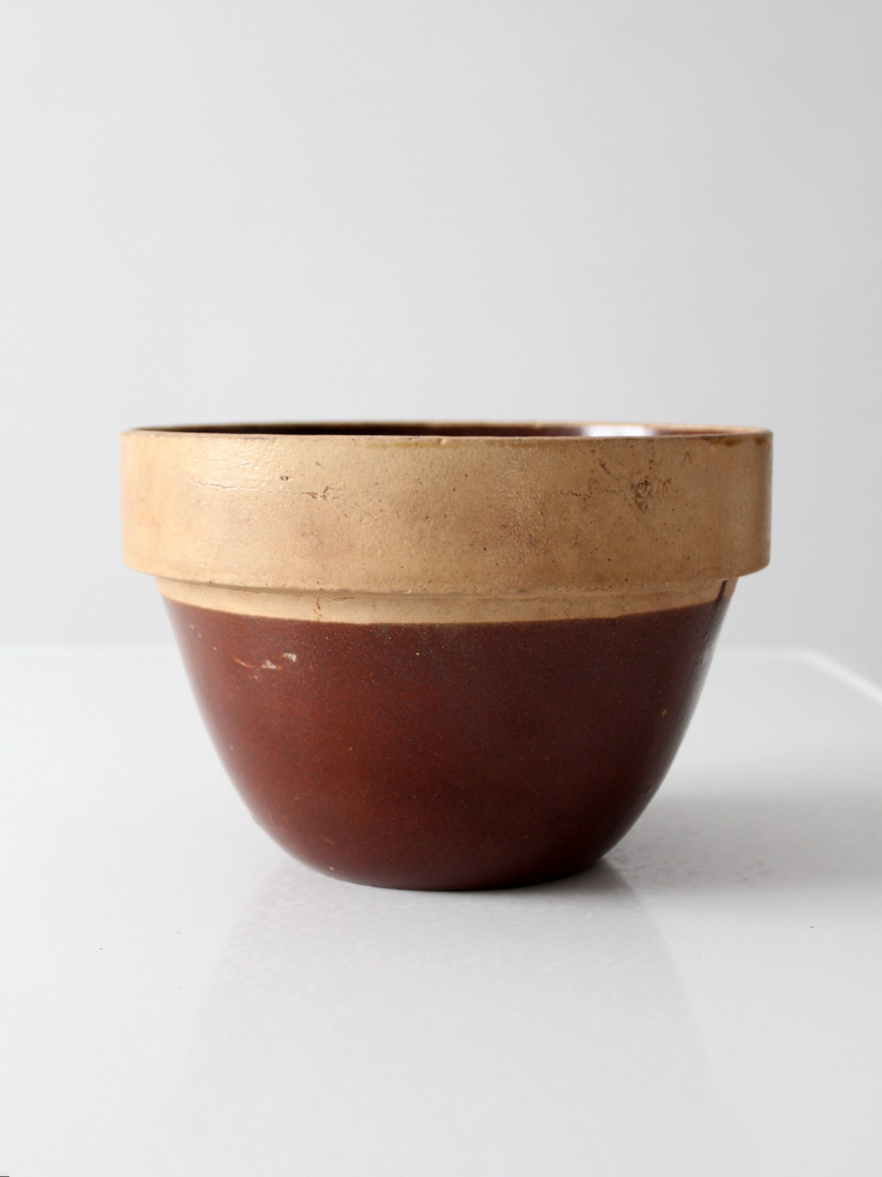 antique American stoneware mixing bowl