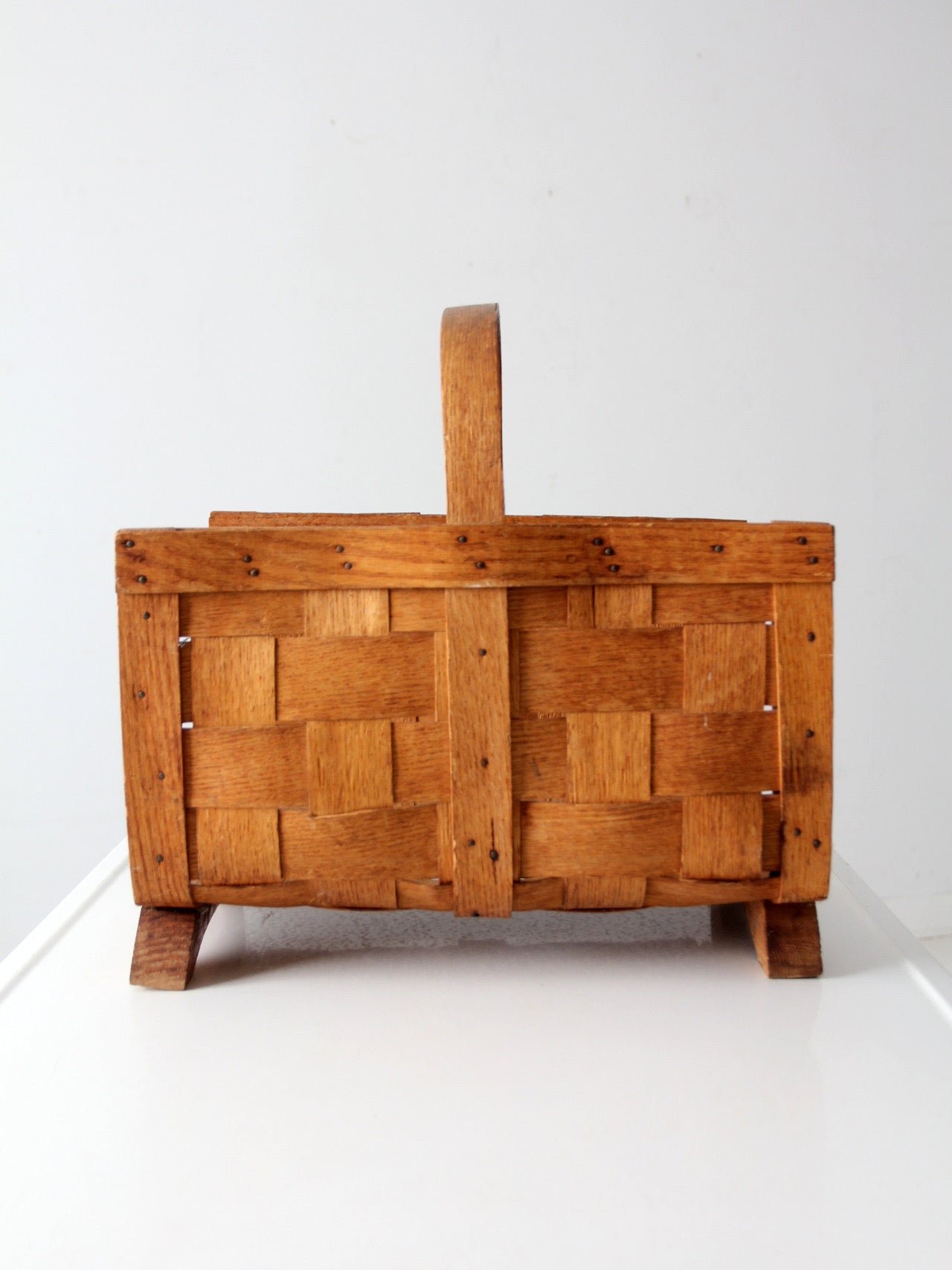 vintage splint oak gathering basket