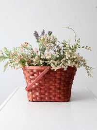 vintage pink splint weave basket