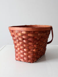 vintage pink splint weave basket