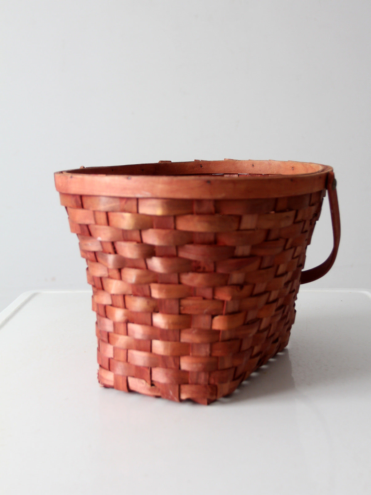 vintage pink splint weave basket