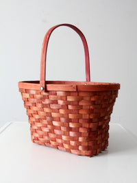 vintage pink splint weave basket