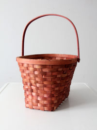 vintage pink splint weave basket