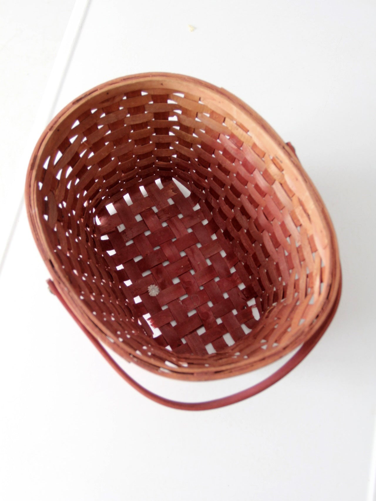 vintage pink splint weave basket