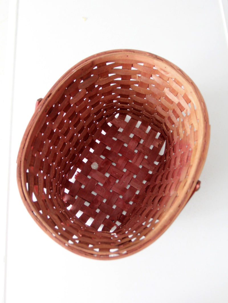 vintage pink splint weave basket