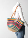 vintage striped woven basket bag