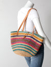vintage striped woven basket bag