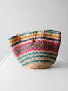 vintage striped woven basket bag