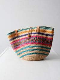 vintage striped woven basket bag