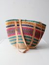vintage striped woven basket bag