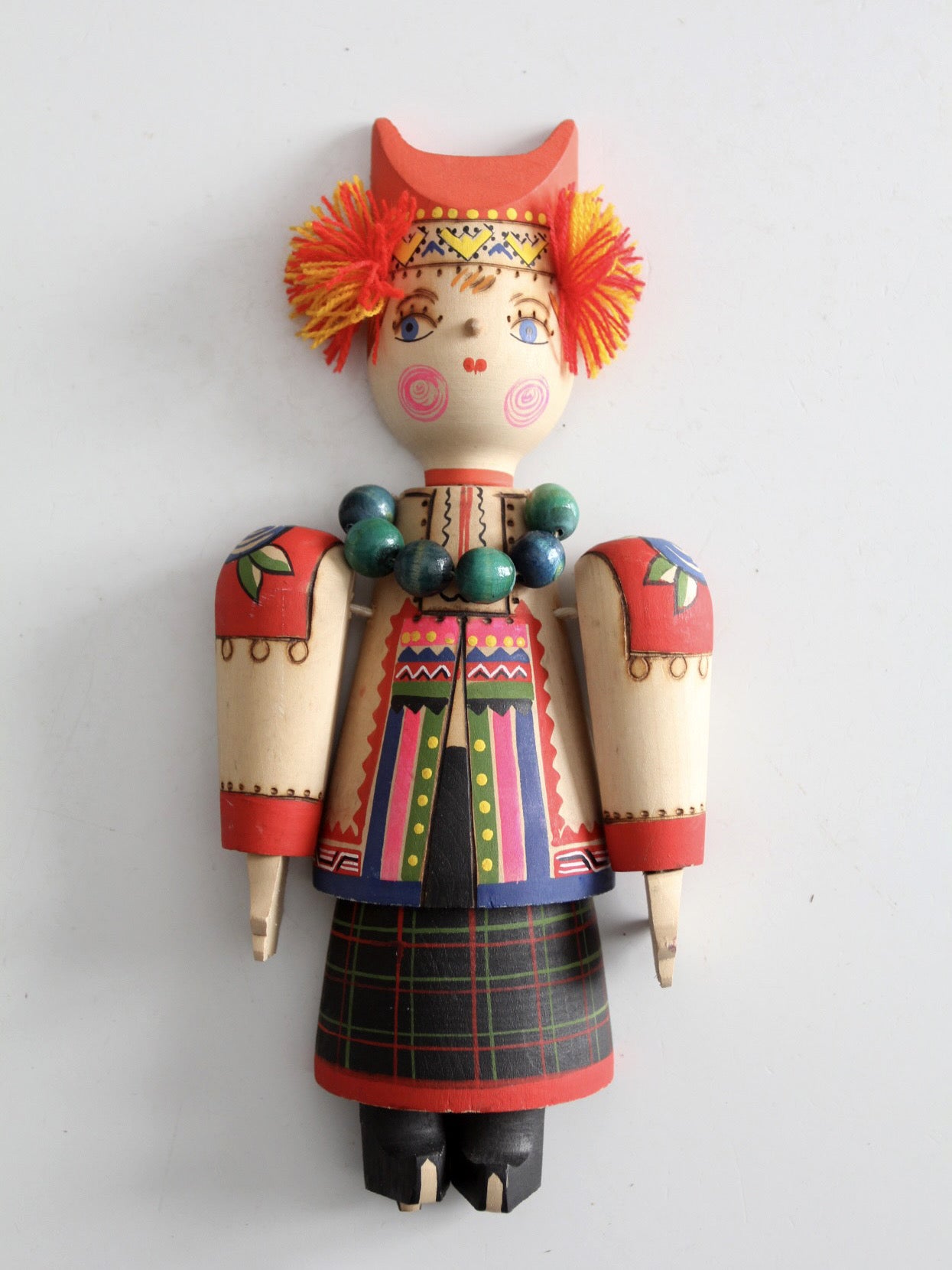 mid-century Scandinavian folk art wall hangings pair