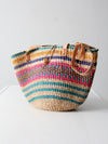 vintage striped woven basket bag