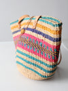 vintage striped woven basket bag